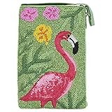 Bamboo Trading Bolsa para celular ou clube Flamingo Company com um bolso lateral separado e seguro com zíper para dinheiro e cartões de crédito, 18 cm de altura, multicolorido