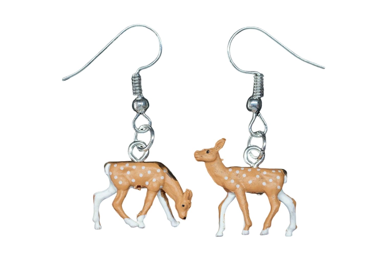 Miniblings Reh Ohrringe – Niedliche Weiße Rehkitze Als Ohrhänger (30 Mm) – Versilbert, Handmade In Berlin