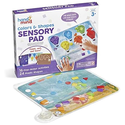 hand2mind Colors & Shapes Sensory Pad, Occupational Therapy Toys, Fine Motor Toys, Toddler Sensory Toys, Sensory Water Mat, Sensory Play Therapy Toys, Calming Toys for Kids, Calm Down Corner Supplies Cover