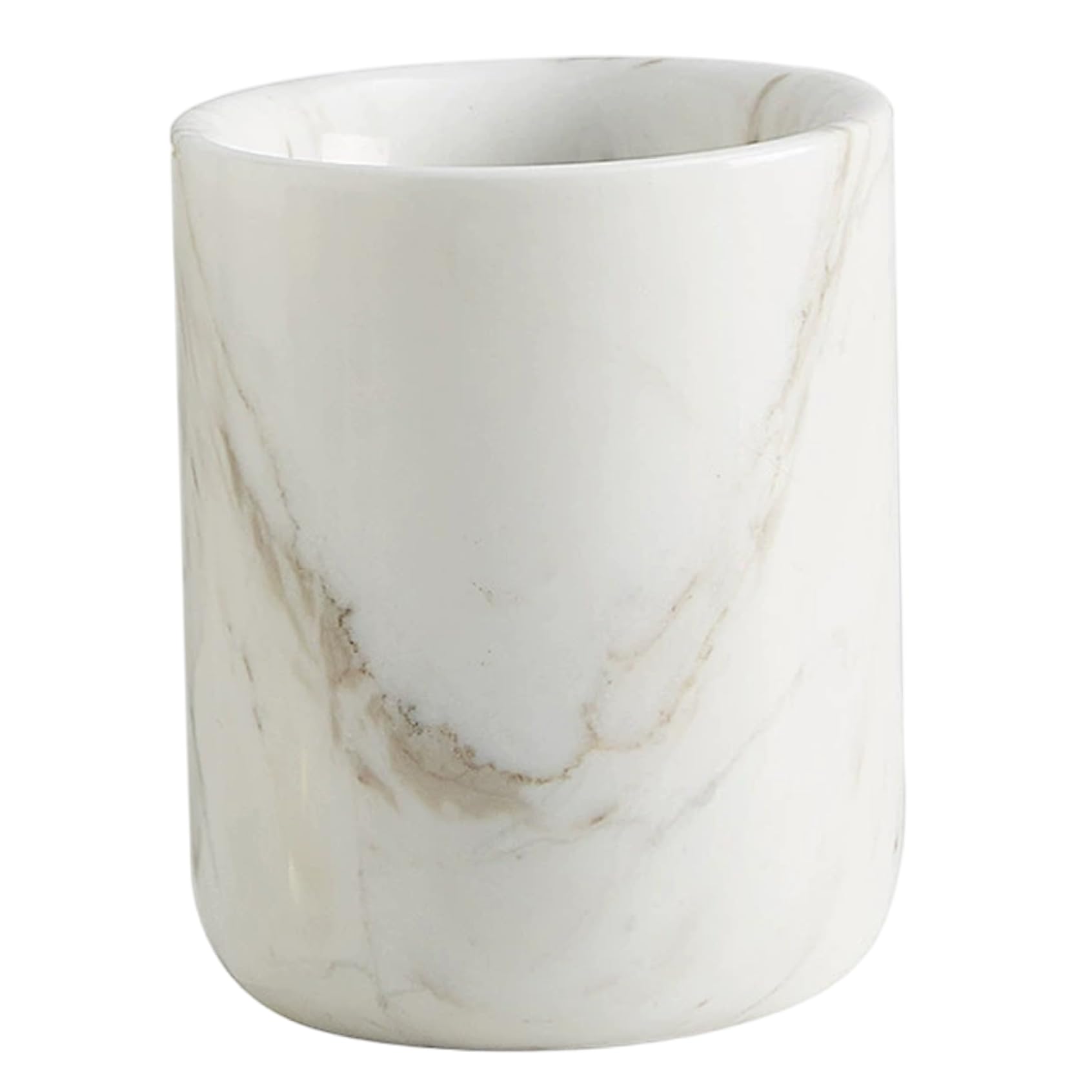 Uanqfegy Marble Toothbrush Holder – Marble Toothbrush Cup with Veined Texture Minimalist Stone Holder for Countertop Vanity Modern Home Decor, White