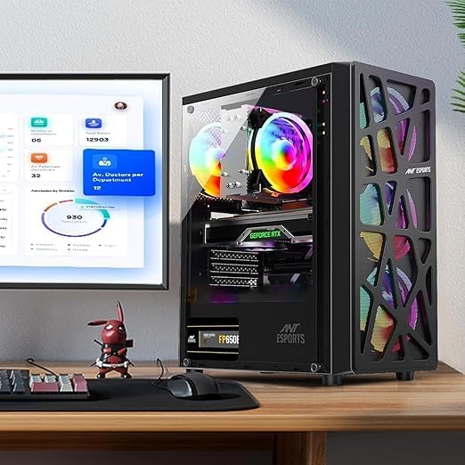 Image of KRYNORCXY Premium Gaming Desktop PC | i7 4770 Processor | 16GB RAM | High-Speed SSD | HD 4600 Graphics | RGB 4-Fan Cabinet | WiFi | HDMI & VGA | Windows 11 Pro (128GB SSD /1TB HDD)