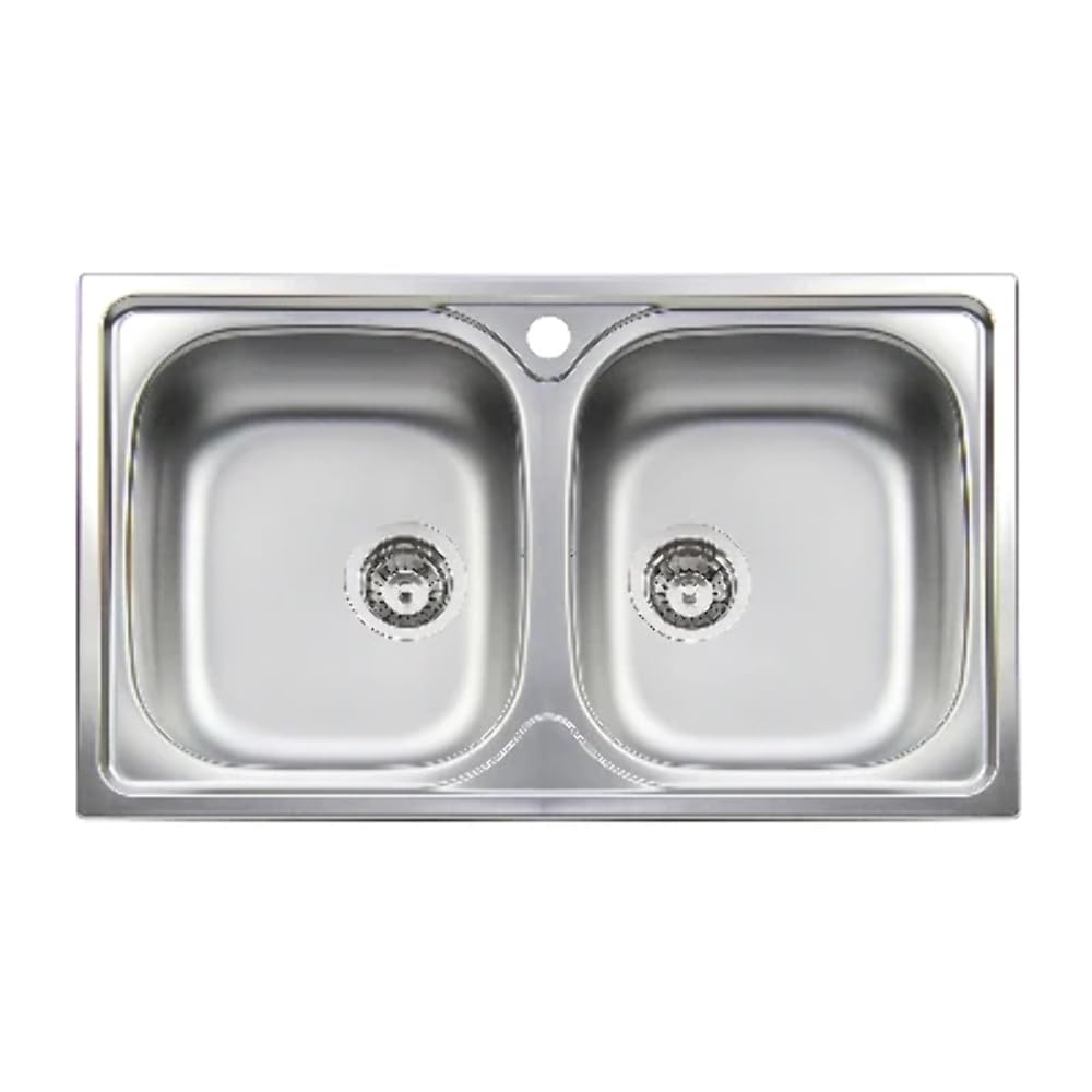 Lavello da incasso acciaio Inox 2 vasche 86cm