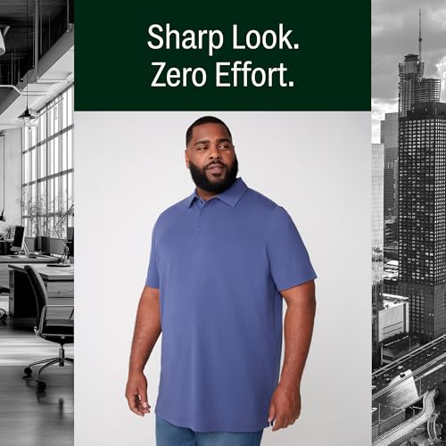 STRONGSIZE Big and Tall Camisa Polo Casual – Algodón Jersey Elástico | Camisa de Largo Extendido | Botones Tonales miniatura 5