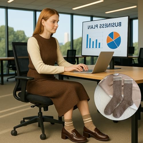 CHUNFO Womens Crew Socks,Striped Knitted,Slouch,Breathable,Casual y2k,Warm,Boot Loafers,Home Essential Lounging,Size5-8.52