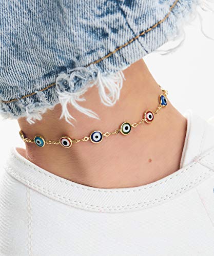 Image of Barzel 18k Gold Plated Evil Eye Anklet Bracelet - Made In Brazil