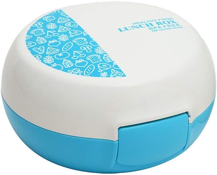 EZ Life Healthy Round Lunch Box (2 Compartments & 1 Tray) - Microwave Safe -Keep Food Hot - Lunch Box for Office & School Use, Tiffin Box for Boys, Girls, School & Office Men - Blue