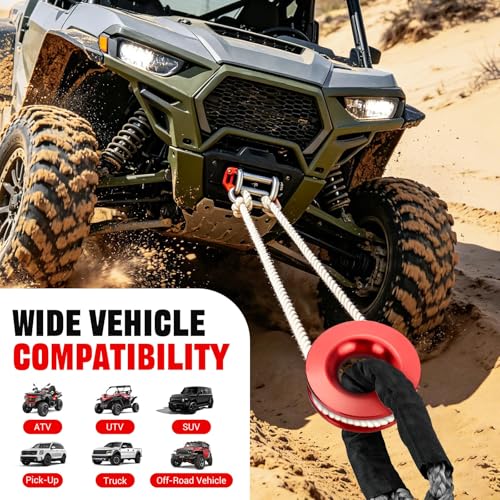 Image of BARTOO Winch Snatch 66000 LB Recovery Ring with 2 PCS Soft Shackle 1 /2 inch X 22 Inch Winch Rope, for ATV UTV SUV Truck Off-Road Vehicle Recovery Accessories, Gray
