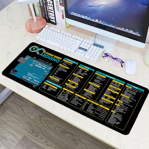 Image of Arduino Cheat Sheet Mouse Pad Mouse Mat KMH Quick Reference Guide Large Desk Mat for Coders Hacker Programmers, Arduino Mousepad Essential Computer Accessories for Study, Work, and Reference Purposes