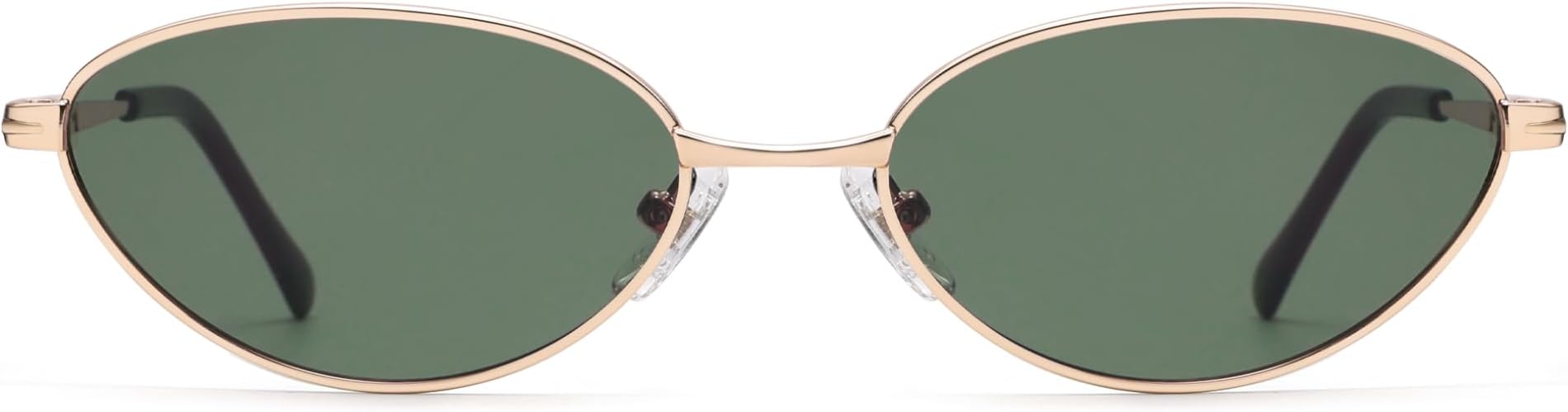 Retro Oval Cat Eye Sunglasses for Women, Vintage Metal Frame with Spring Hinge, Trendy Fashion Glasses AP3730, Gold/Green