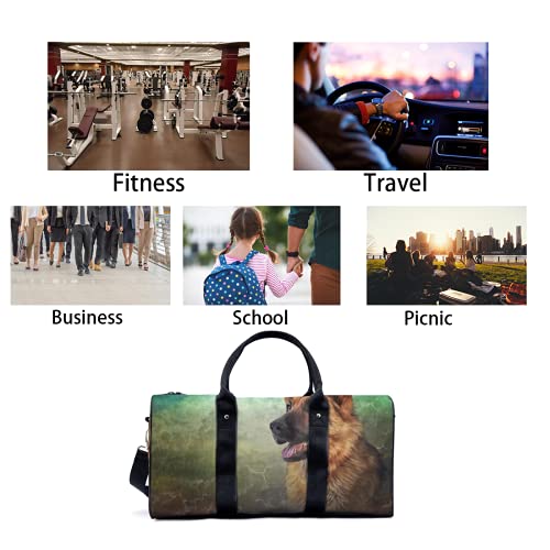 Duitse herder Portret Duffel Bag Reizen Yoga Camping Gym Schoudertassen Sport Handtas Lichtgewicht Canvas Tote Bag… - Image 4
