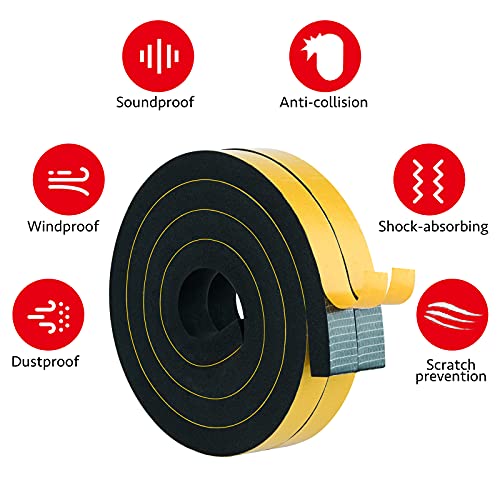 Trisiki Strong Adhesive Air Conditioning Seal Strip, Closed Cell Foam Insulation Tape For Automotive, Furniture Protective, Gasket Seal, High Density Foam Tape, Shock-Absorbing(1 In X 3/4 In X 13Ft) #TOP3