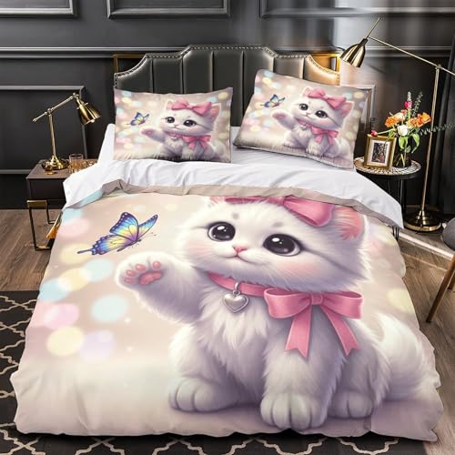 Housse de couette chaton 200x200 parure de lit microfibre double - 2