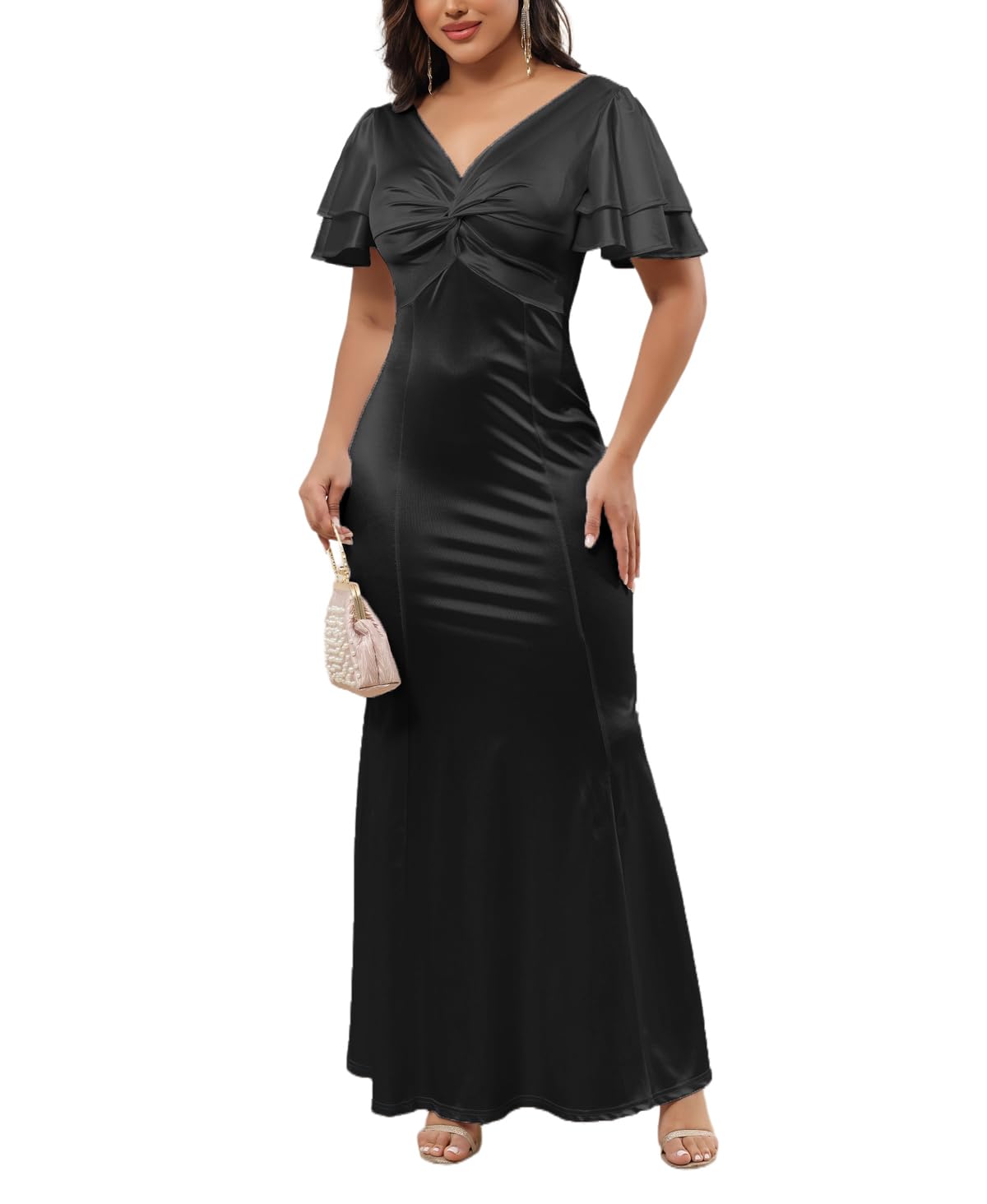 Women's Classic Bodycon Wedding Guest Dress Formal Cocktail Party Evening Gown