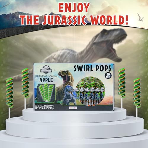 Image of Jurassic World Lollipops Swirl 20pk - Jurassic World Candy