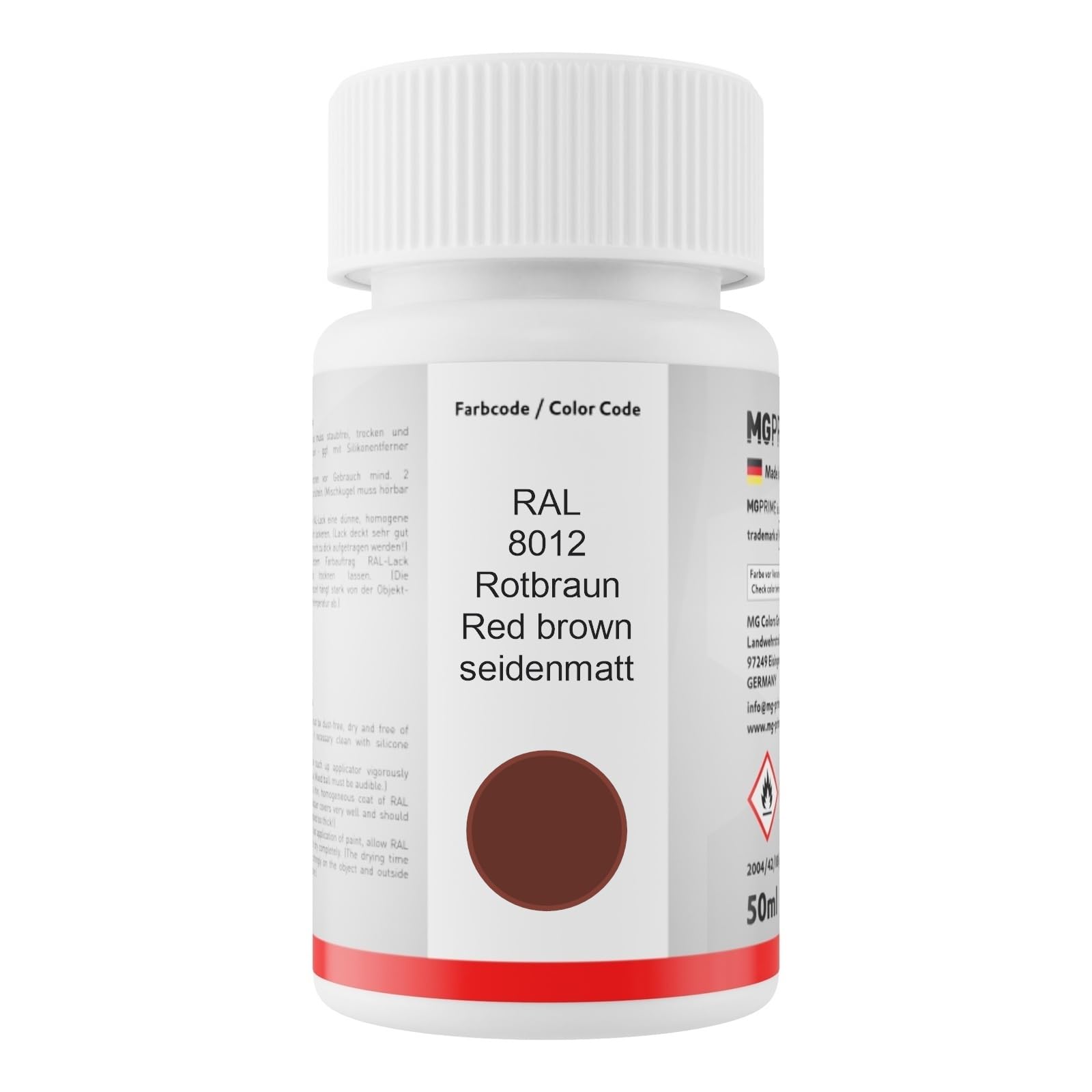 TRISTARcolor Lackstift RAL 8012 Rotbraun Seidenmatt – 50 Ml, Schnelltrocknend Für Viele Untergründe