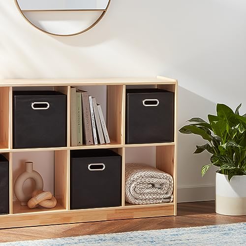 Image of Amazon Basics Collapsible Cube Storage Bins, Space-Saving, Organizing Fabric Bins with Handles, 10.5 inch x 10.5 inch x 11 inch, Black, 6-Pack