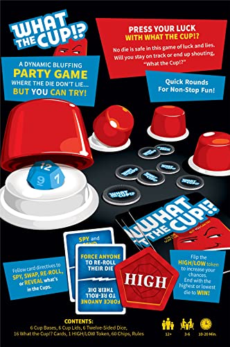 USAopoly What The Cup!? | Social Bluffing Dice Game | Featuring Handheld Dice Cups & D12 Dice | Spy, Swap, Steal the Winning Cup | 3-6 Players, Ages 12+ - Image 4