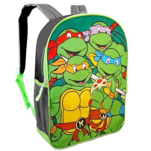 Teenage Mutant Ninja Turtles Backpack and Lunch Box for Boys - Bundle with 16” TMNT Backpack for School, Lunch Bag, Stickers, More | TMNT School Bag Set2