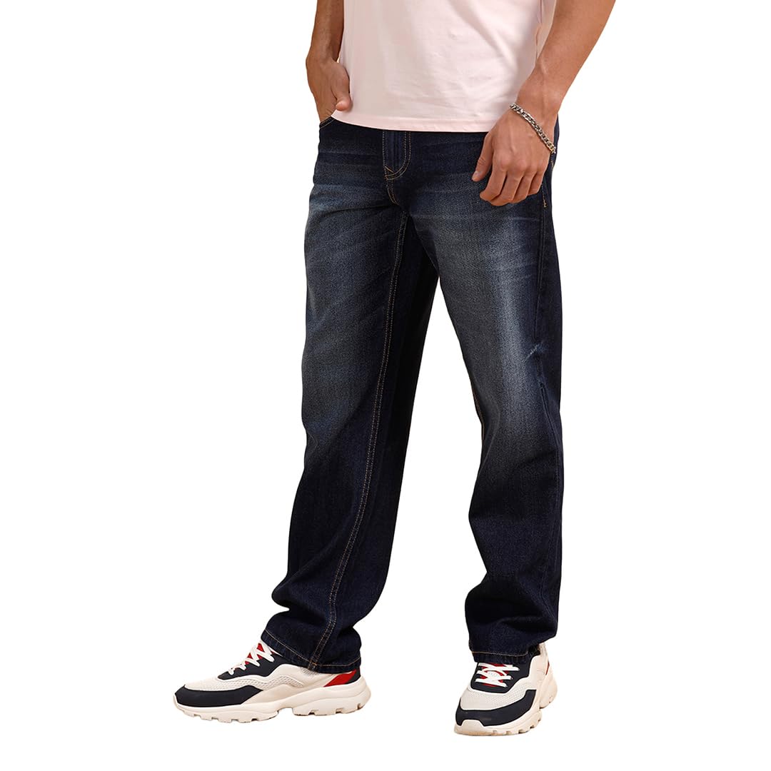 wrogn Men's Cotton Jeans | Heavy Fade Wash | Anti Fit-picture-22