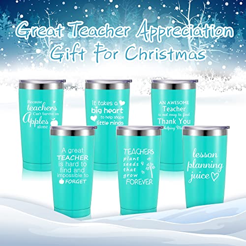Geiserailie 6 Set Teacher Appreciation Gift Teacher Tumbler Graduation Travel Tumbler With Lid And Straw 20 Oz Stainless Steel Teacher Cups Tumbler For Graduation Birthday Retirement (Mint) #TOP2