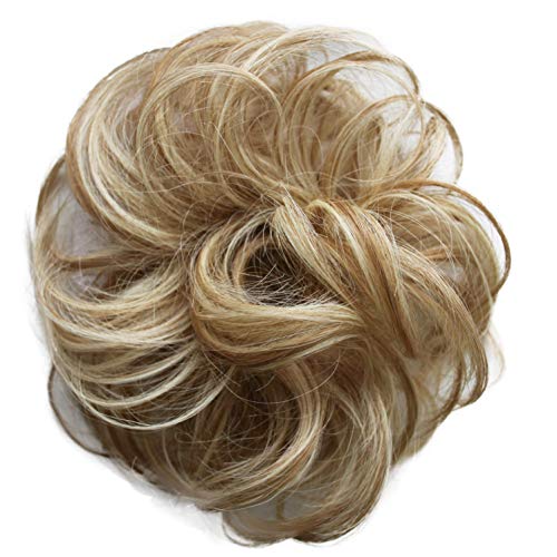 PRETTYSHOP 100% Human Hair Up Scrunchie Scrunchy Extensions Hairpiece Do Bun Ponytail Diverse Colors (blonde mix #27H613)