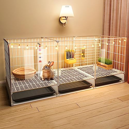Indoor Rabbit Cage with Clear Acrylic Panel Door, Portable Metal Wire Playpen for Small Animals, Ideal for Pets Living Spaces
