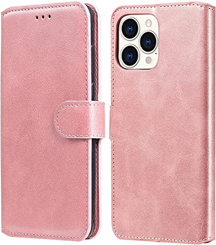 Housse iPhone 13 Pro rose en cuir avec porte-cartes pour vos sorties