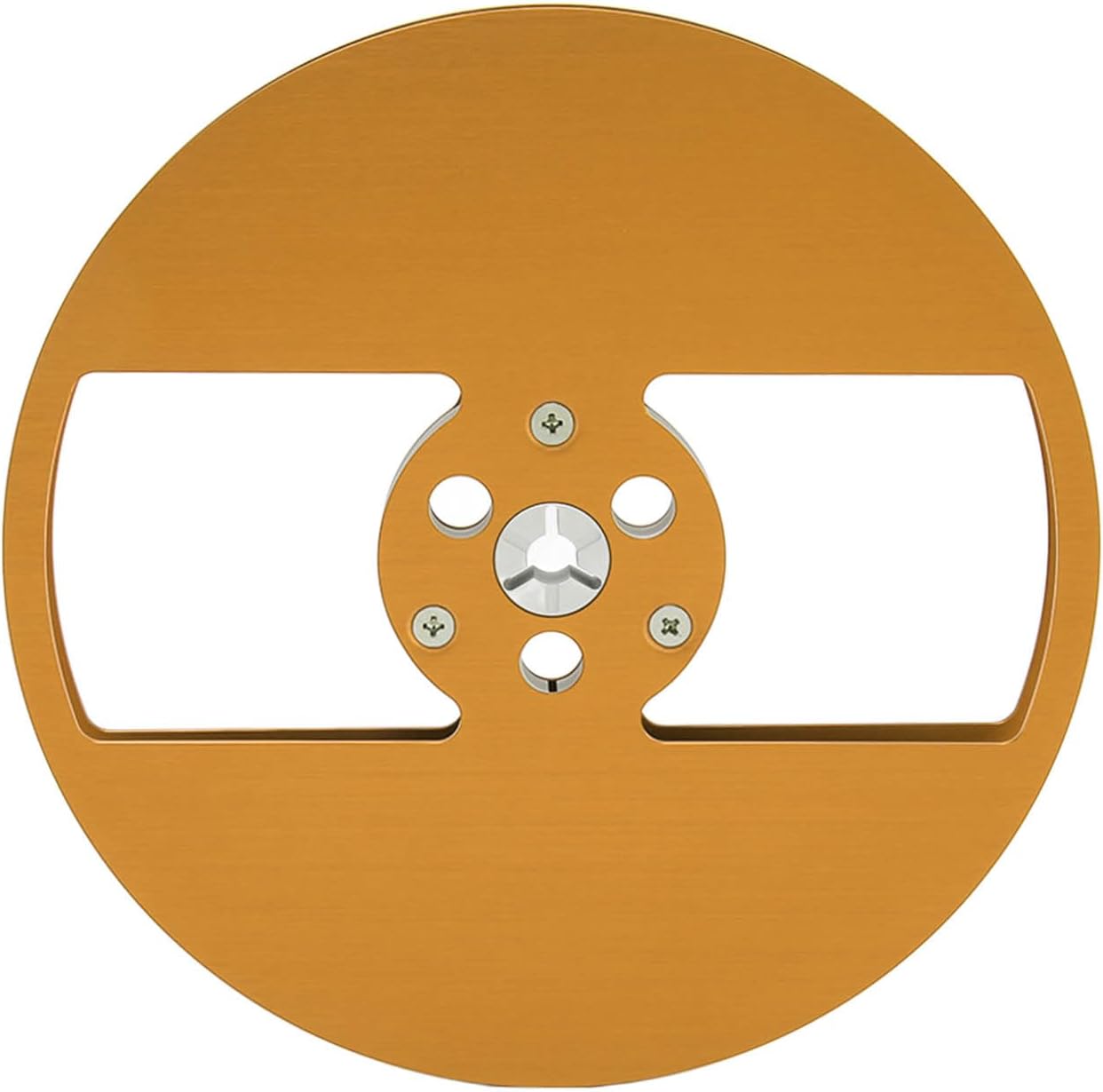 1/4 7 Inch Take Up Reel, Empty Take Up Reel to Reel Small Hub, Aluminum Alloy Open Reel Sound Takeup Reel for for Nab Opening Machine Part for TEAC (Gold)