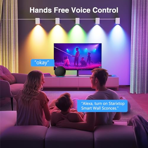 Image of RGBCW Smart Wall Sconces WiFi Wall Lights 54 Dynamic Modes, Color Changing LED Cube Wall Light Works with Alexa, Music Sync, Indoor Light Fixture for Bedroom, Living Room, Party, 6 Pack