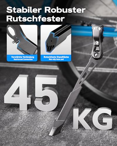WATSABRO Fahrradständer 24-29 Zoll - Schnell Höhenverstellbarer Seitenständer Fahrrad, Leichtbau-Aluminiumlegierung Fahrradständer Hinterrad für E-Bike, Mountainbike, Citybike (45 kg)