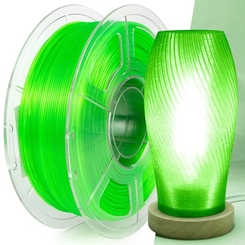 Image of Clear 3D Printer Filament 1.75mm, High Speed PETG Filament for 50-600mm /s, High Light Transmittance Clear PETG Filament, Fluorescent Green Transparent PETG Filament 1kg(2.2lbs) Spool