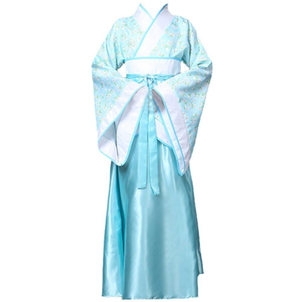 Sanfly Girls Light Blue Ancient Chinese Dress For Ancient Chinese Style Traditional Costume Long Sleeve Hanfu Dresses For Chorus Dance Costume