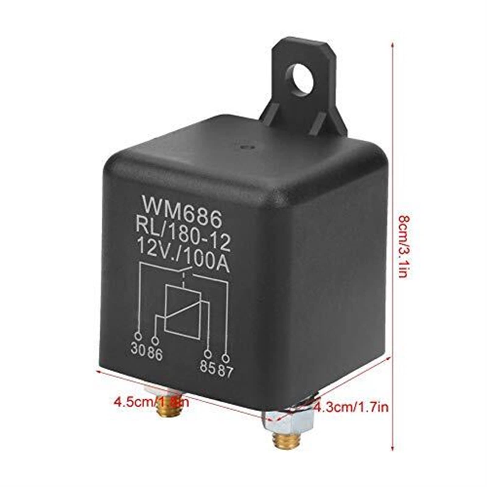 DC 12V 100A 2-Pin WM686 Relé de Arranque de automóvil Abierto Normal for controlar la batería Encendido/del relé de Arranque de automóvil,