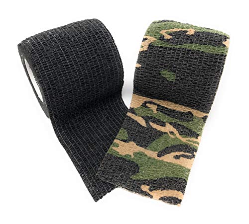LisaCare 2 piezas, 5cm x 4,5m, motive camuflaje/negro, Vendaje adhesivo , dedos de yeso , enlucidos rollo , pavimento elástico, venda cohesiva, la pavimentación de los niños sin pegamento,