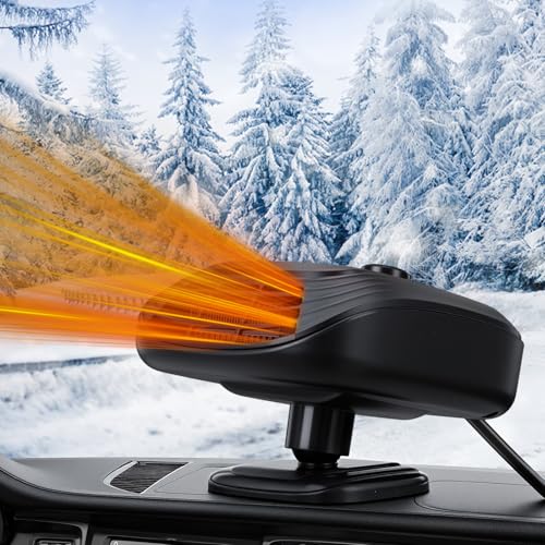 Snorthy Riscaldamento Auto 12V Riscaldatore Auto Stufetta per Auto Portatile Sbrinatore Parabrezza per Ventola Raffreddamento Ruotabile a 360° Termoventilatore Riscaldatore per Auto Camion Barca