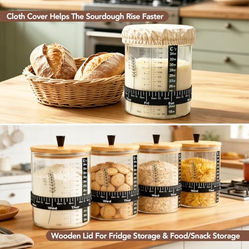Image of 50oz Sourdough Starter Jar Kit, Wide Mouth Sourdough Jar | Sourdough Starter Kit & Sourdough Bread Baking Supplies, Sour Dough Starter Jars for Beginners and Pro(1 Pack)