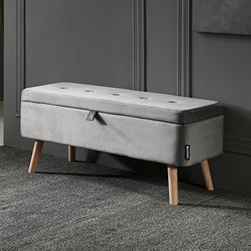 HAPPERS Puff de Almacenaje y Baúl. Banco de Madera Tapizada en Terciopelo - imagen 7