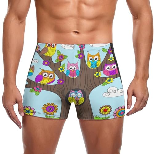 Slip de bain hibou coloré pour homme : boxer short de natation