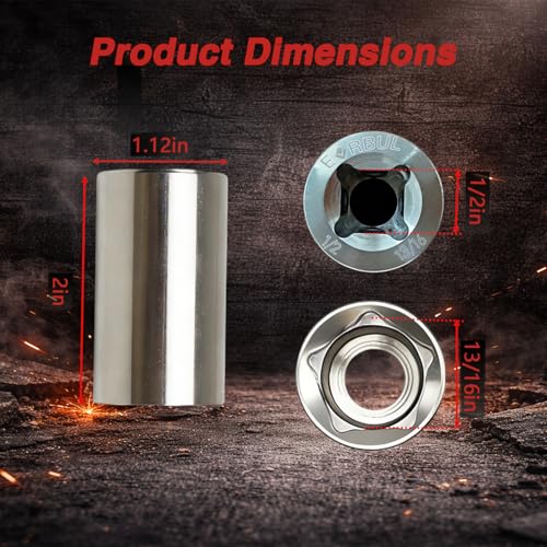Image of EVRBUL 13 /16 inch Penta Socket 1 /2 inch Drive, 5-Point Utility Tool for Fire Hydrant & Water Meter Valve, Rounded Design, 304 Stainless Steel