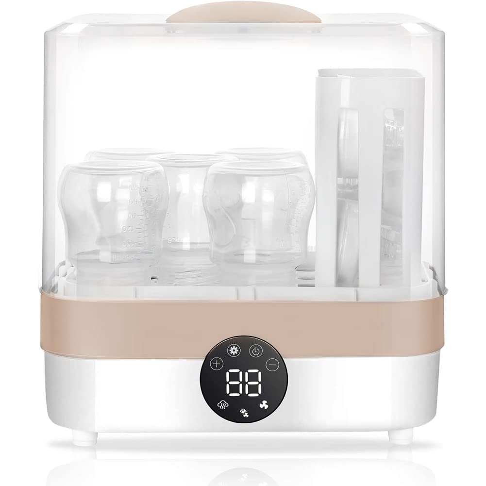 Baby Bottle Sterilizer, Electric Steam Steriliser Dryer, Electric Steam Bottle Sanitizer Clean, Large Capacity Holds 6 Bottles, LED Display