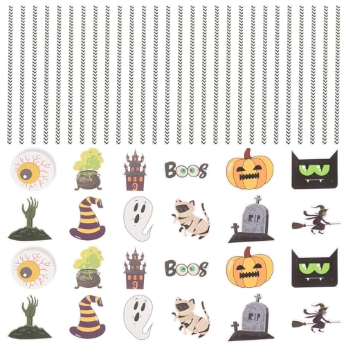 Pitillos de papel para beber Halloween 24 pcs miniatura 1