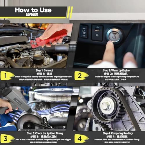 lyrlody Digital Stroboskop-Timing-Licht Induktives Zündmotor-Timing-Gerät Hochpräzises Motorrad Auto Reparaturprüfung Timing Werkzeug