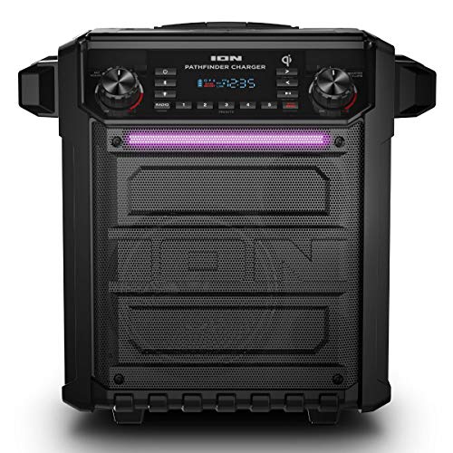 Ion Audio Pathfinder Charger, Bluetooth Portable Speaker with Wireless Qi Charging– (Renewed)
