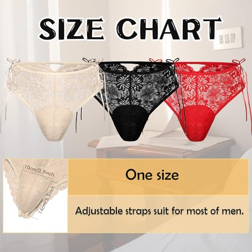 DTODWW Men's Lace Sissy Panties Thicken Underwear G-Strings Thongs Adjustable Briefs Nightwear4