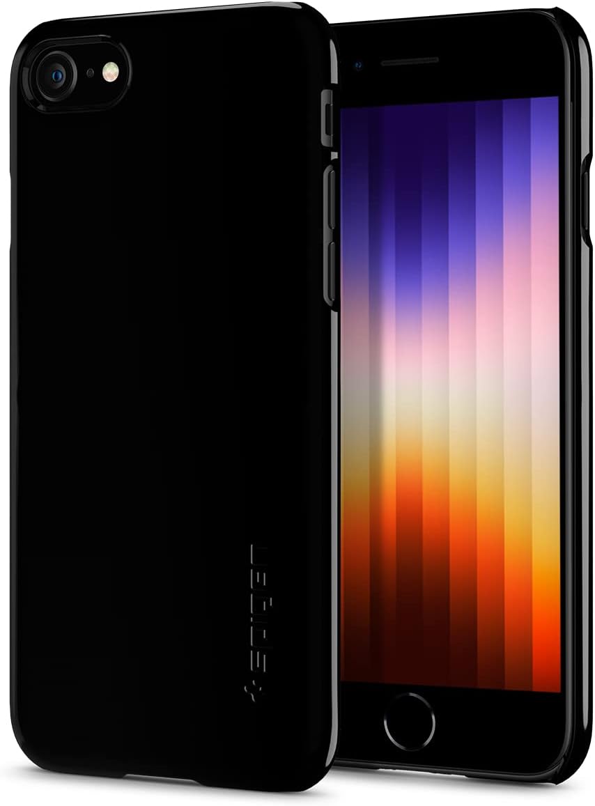 Spigen Thin Fit Designed for iPhone SE 2022 Case/iPhone SE 3 Case 2022 / iPhone SE 2020 Case/iPhone 8 Case/iPhone 7 Case - Jet Black