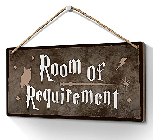 Image of Heuhuww Room of Requirement Sign 6x12 Inch Room Decor,Bathroom Decor,Wizardry Door Wall Hanging Wood Plaque Magic Gift