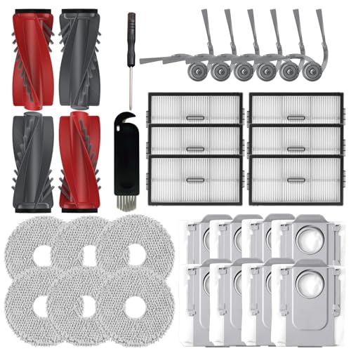 Replacement Accessories Kit Compatible With Roborock Saros 10R, G20s Ultra Robot Vacuum, Include 2 Duo Main Brushes+6 Side Brushes+6 HEPA Filters+6 Mop Pads+8 Dust Bags -  No brand, Saros 10R Accessories set