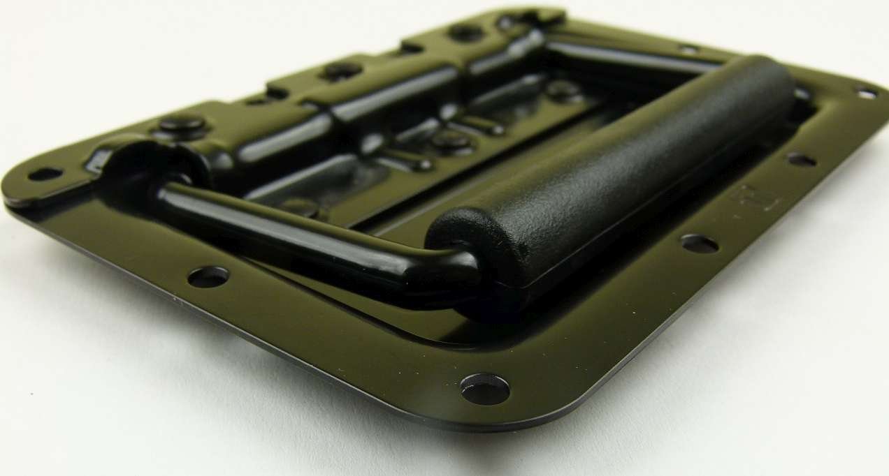 Adam Hall Hardware 34082BLK M24 AH - 24er Set Klappgriff / Kistengriff gefedert schwarz in 8 mm Einbauschale