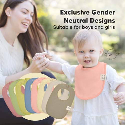 Image of 8-Pack Organic Baby Bibs for Boys, Girls - Soft Cotton Drooling and Teething Bibs for Baby Girl & Boy, Extra Absorbent, Easy To Clean & Put On for Toddler, Newborn, Infant 0-24 Months (Boho)