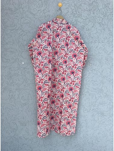 Image of Hand block print Cotton Kimono bikini cover up,Indian Hand block print Cotton Bath Robe,Swim Wear,Nighrwere Dressing Gown